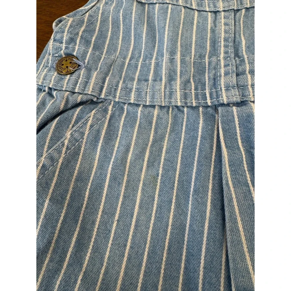 Vintage OshKosh B'gosh Overalls Kids S/M Blue White Stripe Denim Made USA‎ 90s